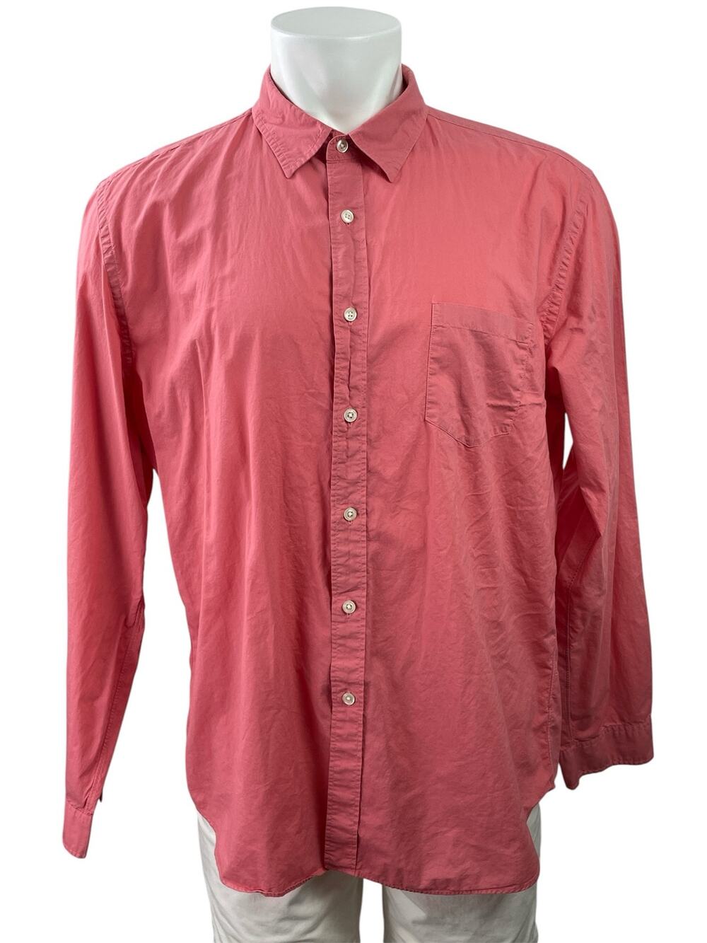 J.Crew Men's Pink Lightweight Long Sleeve Pocket Button Down Shirt Top Size XL